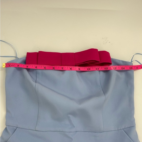 Vici Strapless Blue Dress with Pink Accent Bow - Picture 11 of 13